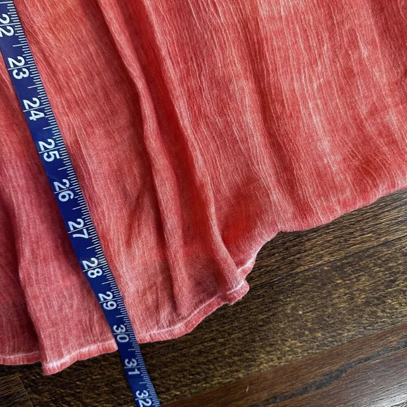 Free People Gauze Acid Wash Tie Dye Tunic Top Coral Blue Boho Size Small N0881 - Picture 8 of 10